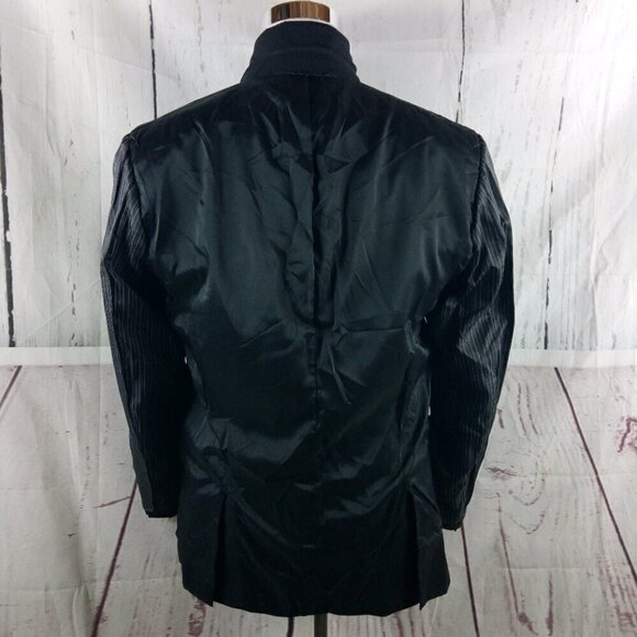 Marc Anthony Slim Fit 44R Wool Blend Stitched Lapel 2 Button Black Suit Jacket - Picture 11 of 11